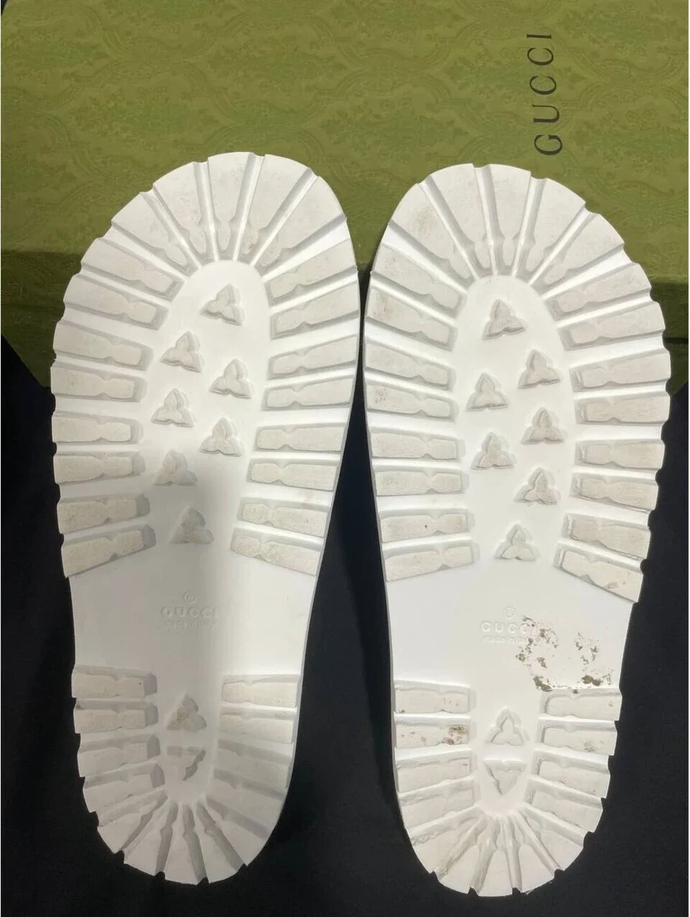 Genuine Gucci Web White Rubber Mens Sandal Flip Flops US Size 11G